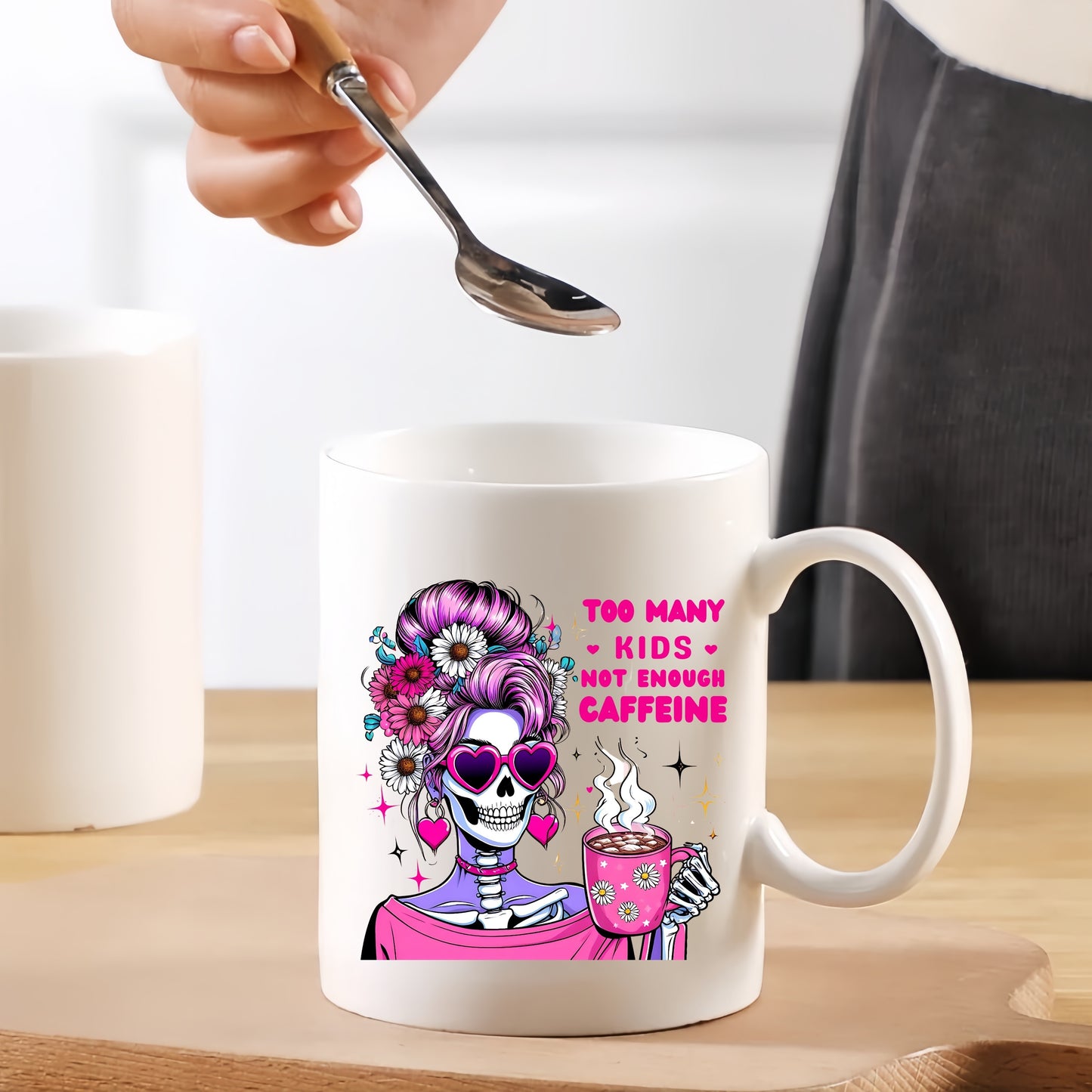 4pcs Pink Skull Coffee & Beverage Mug Set with DIY Decorative Stickers - Transparent Glass, Waterproof, Scratch & Oil Resistant for Various Surfaces