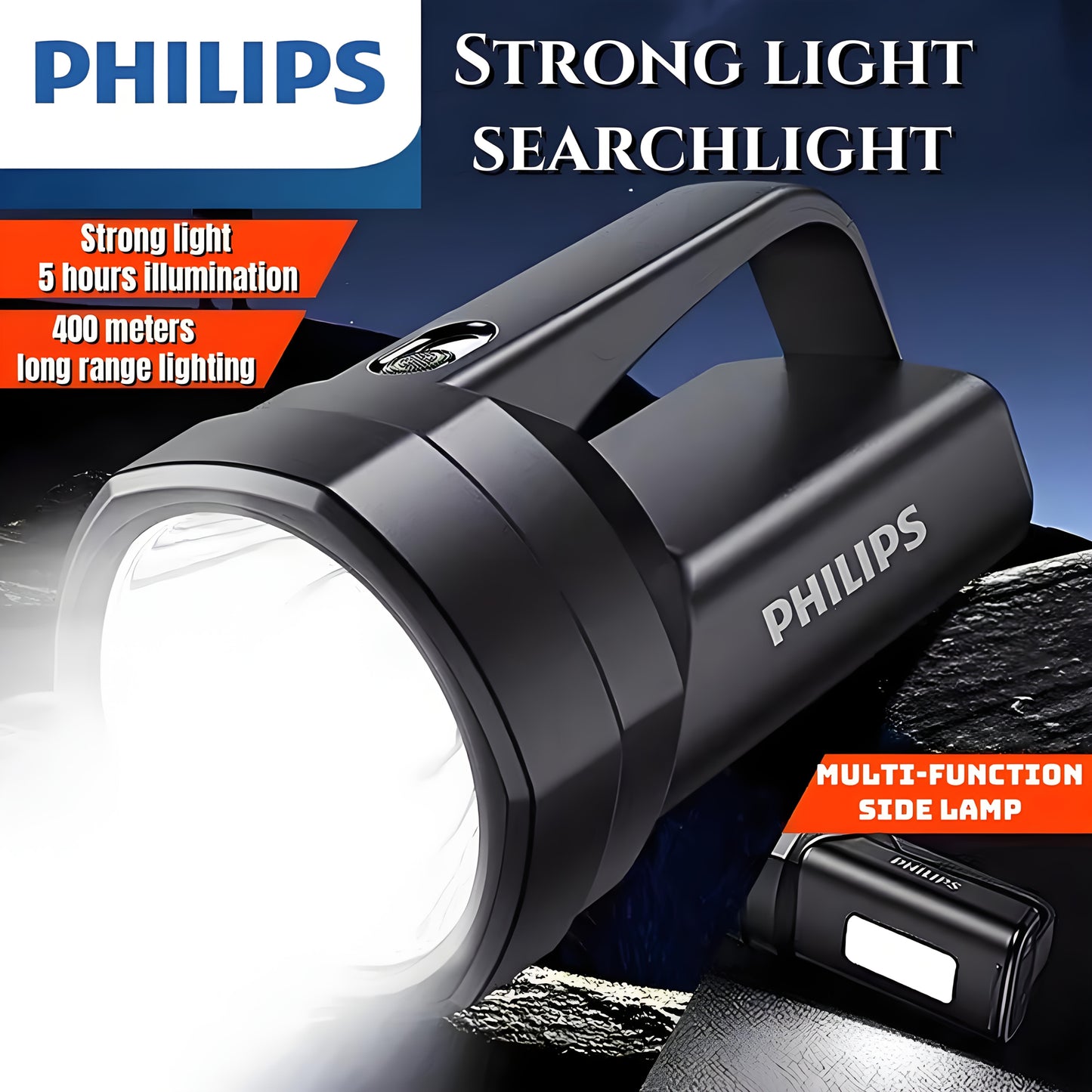 Philips Rechargeable Battery Flashlight, Ultra-Long Life, High Capacity, Portable Spotlight for Outdoor and Emergency Lighting