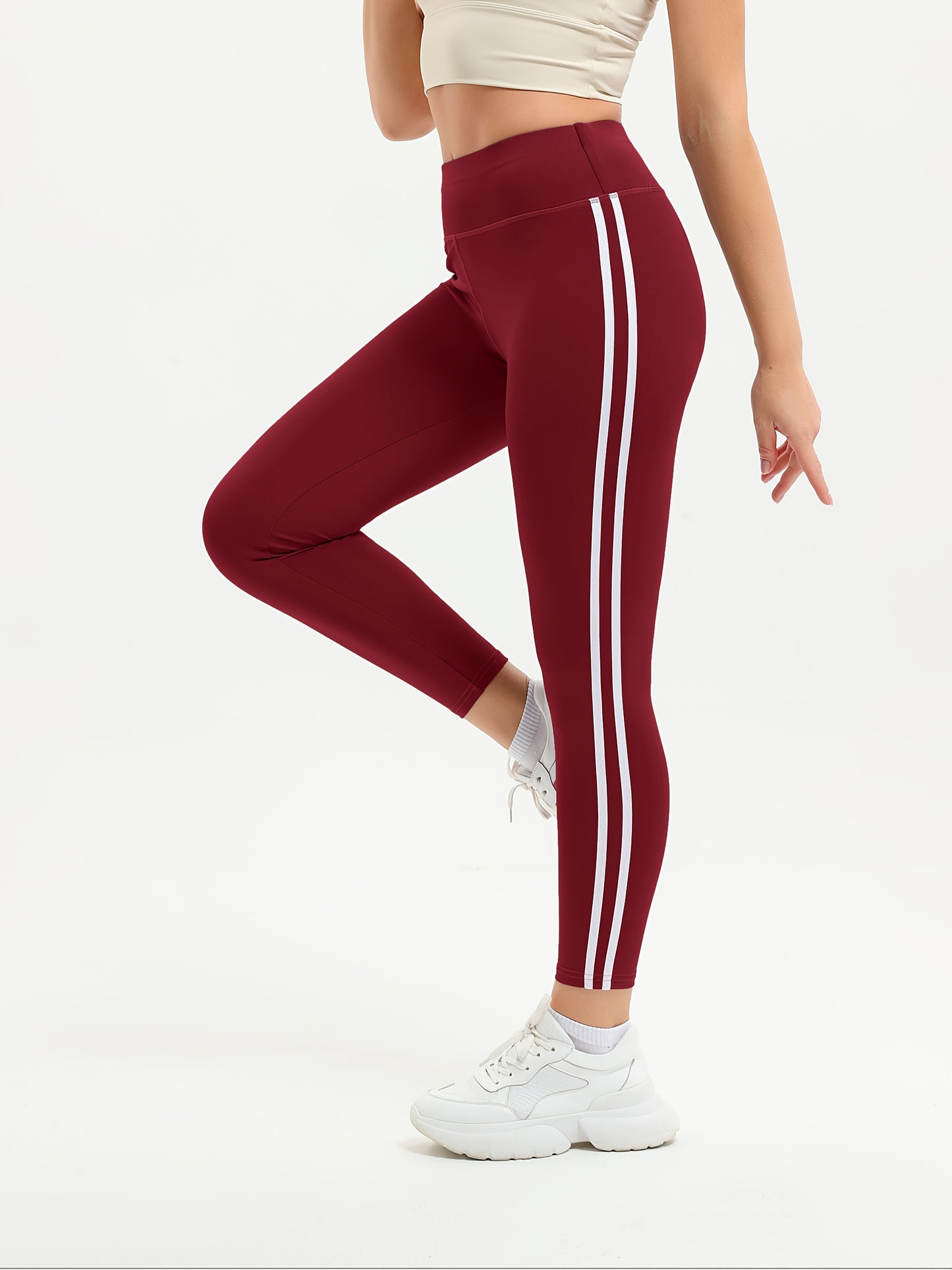 3pcs Women'S High-Waisted Butt-Lifting Stretchy Yoga Pants - Breathable, All-Season Workout Leggings for Fitness, Running & Yoga, Stretchy & Tummy Control Design, Black, Green, Maroon, High Waisted Leggings