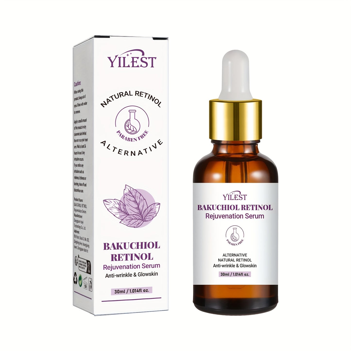 Bakuchiol Retinol Serum with Collagen & Vitamin C, Firming & Hydrating Face Drops, Paraben Free for All Skin Types, Unscented, Anti-Aging Facial Care for Men & Women - 30ml