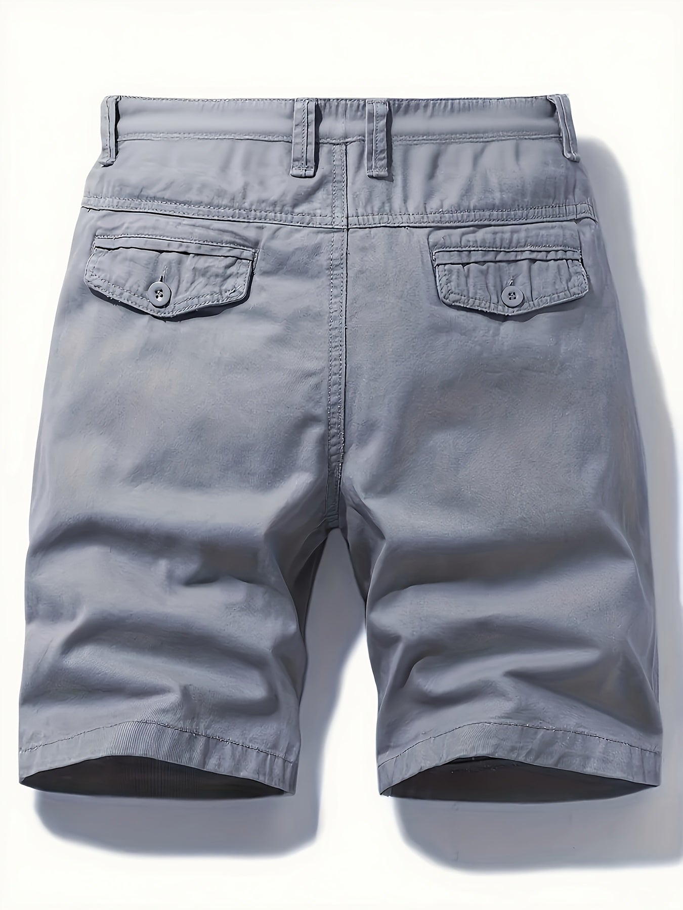 Two-Piece Set, Men's Solid Color Outdoor Casual Comfortable Breathable Multi-Pocket Cargo Shorts