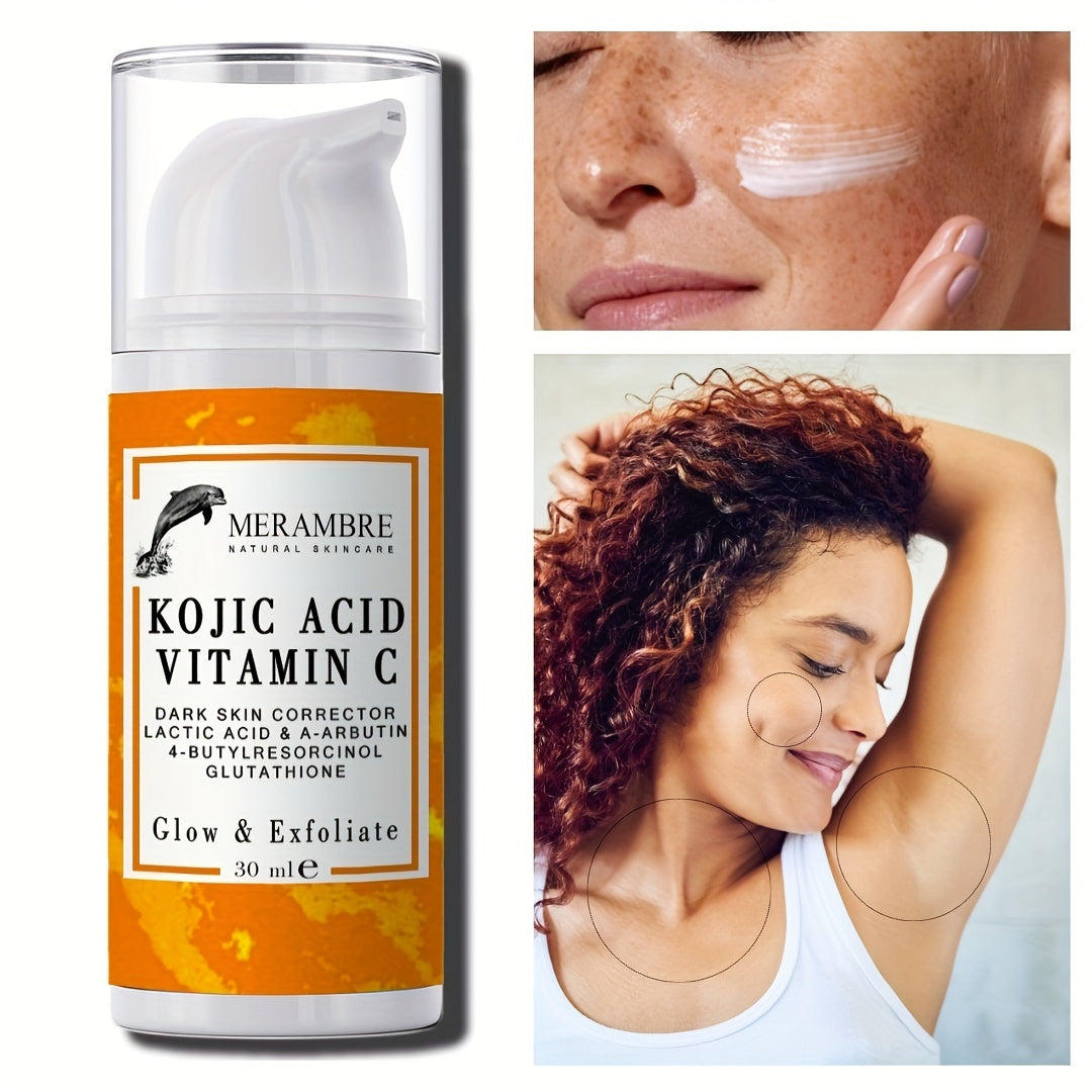 30ml Kojic Acid Serum Vitamin C Serum Dark Skin Glowing Even Skin Tone For Face And Body With Niacinamide Arbutin Glutathione 4-Butylresorcinol Exfoliator Glowing Renew Skin Looks Visibly Younger