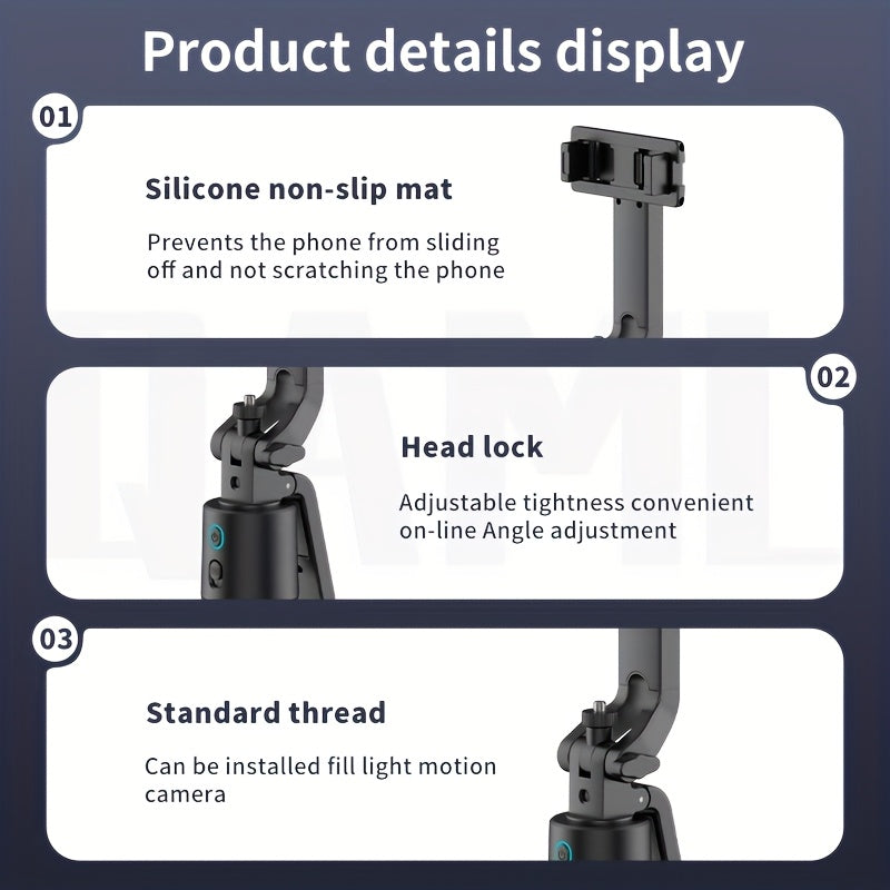 QAML  2025 NEW Q13 AI Selfie Stick Tripod with 360° Face Recognition Follow Mode, ai face tracking, auto face tracking tripod Multi-Function Phone Holder with Remote, Extendable Travel Tripod, Universal 1/4 Inch Screw Compat