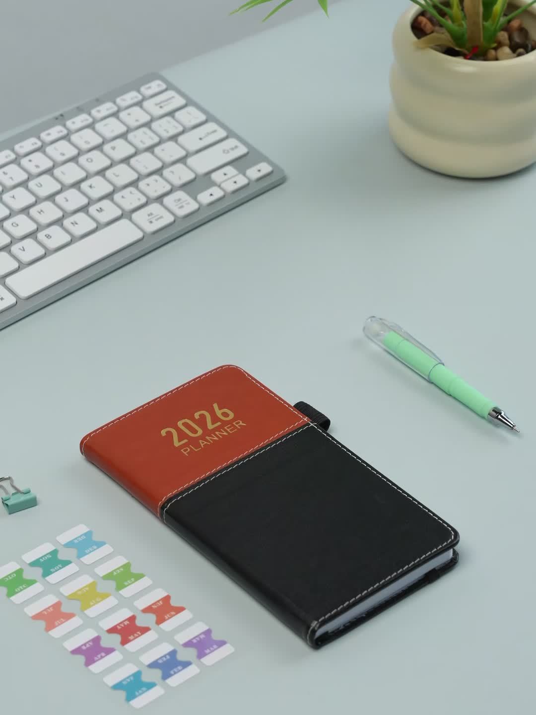 2026 Compact Planner, January 2026-December 2026 Weekly Monthly Calendar in Small Size, Fits in Wallet, 9.65 cm X 17.78 cm, with Elastic Band, Pen Loop, Suitable For School Home Office, Halloween Gift