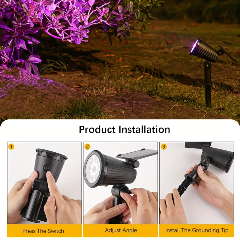 Solar Spot Lights Outdoor, Adjustable Auto On/Off Flag Pole Lights, Landscape LED Lighting Ground Light for Garden Pool Tree Pond and Yard