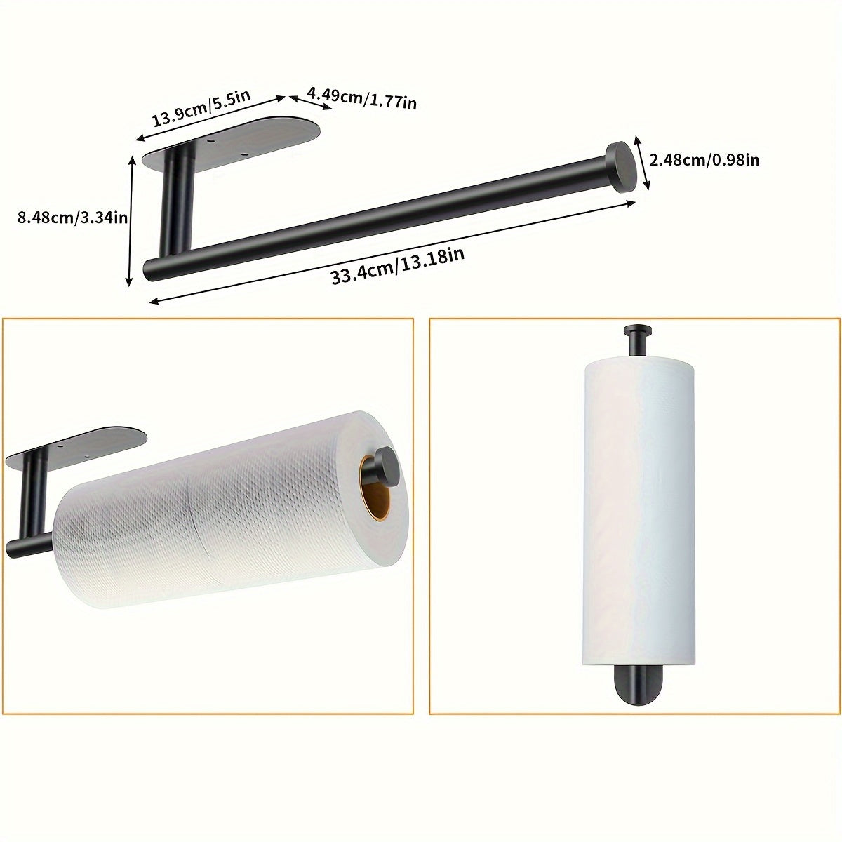 1pc Self-Adhesive Paper Towel Holder Under Cabinet For Kitchen, Bathroom Tissue And Towel Holder, Plastic Wrap And Roll Paper Storage Storage Rack, Home Kitchen Bathroom Supplies