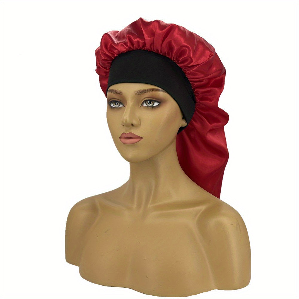 Silky Long Bonnet For Sleeping Solid Color Night Cap For Women Hair Care Tools For Sleeping In Overnight