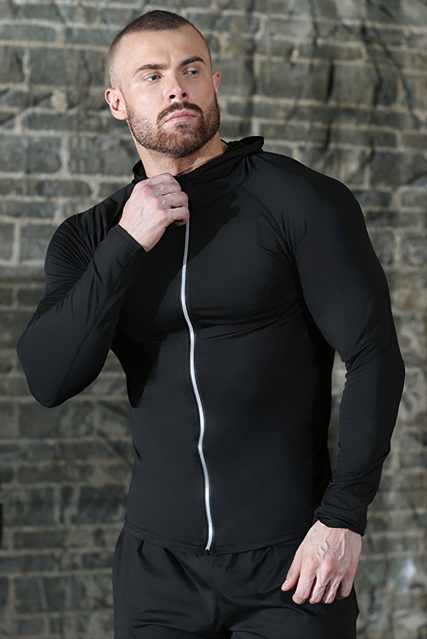 Xinso Prince 5pcs Men's Zip Up Hooded Jacket & Compression T-shirt & Long Sleeve Workout Top & Shorts & Leggings For Fitness