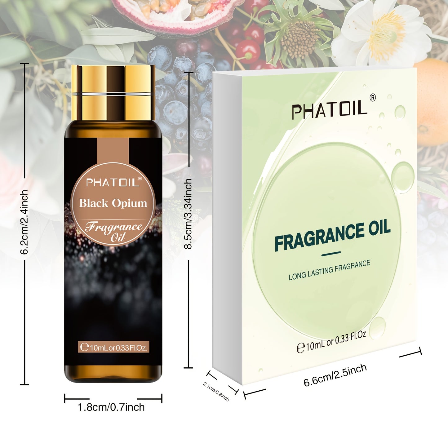 PHATOIL Black Opium Fragrance Oil, 0.33fl. Oz - Long Lasting Scent for Humidifiers, Reed Diffusers, Candle Making & Scented Sachet Bags