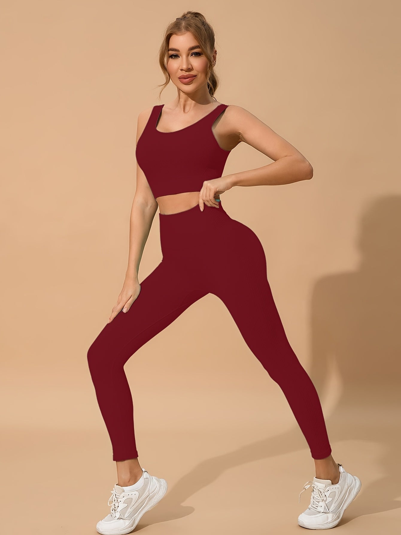 Seamless Yoga & Fitness Set - Quick-Dry, Moisture-Wicking Nylon Blend Sports Bra and Leggings for Women