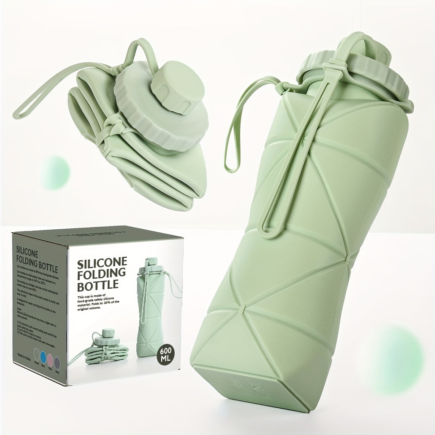 1pc, Telescopic Collapsible Sports Water Bottle, 600ml/20.3oz Heat Resistant Food Grade Silicone Water Cups, Foldable Silicone Portable Water Jugs, For Camping, Fitness, Summer Drinkware, Travel Accessories, Birthday Gifts, B