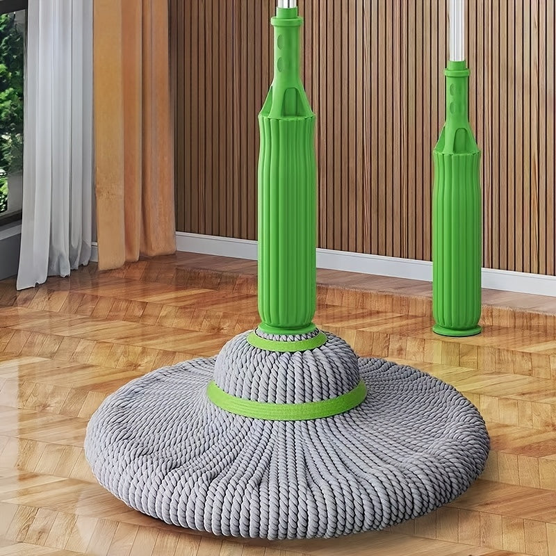 1pc Super Absorbent Rotary Mop with Green Handle - Ideal for Home, Kitchen, School, Office, Bathroom & RV Travel - 7pcs Set | Easy-to-Clean Microfiber Mop Head & Bucket