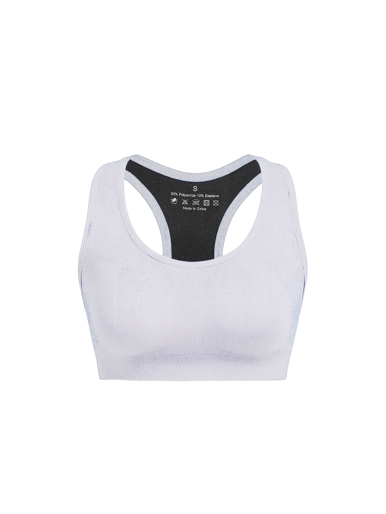Women's High-Support Sports Bra with Removable Pads - Quick-Dry, Shockproof, Double-Layer Racerback Vest for Running & Fitness, Breathable Nylon-Elastane Blend, Non-See-Through, All-Season Activewear