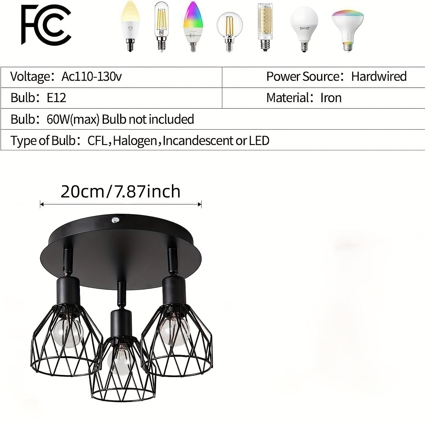 Kitchen lighting fixtures are ceiling mounted, with a three way rotating black iron lampshade, suitable for use in kitchen farmhouses, restaurants, porches, corridors, etc. ( excluding E14 bulbs)