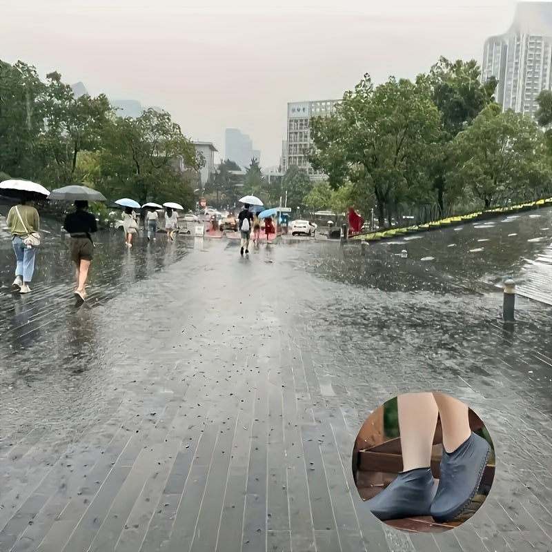 Pair of Silicone Shoe Covers - Waterproof & Rainproof, Reusable Non-Slip, Durable & Stretchy, Easy to Clean, for Men & Women, Outdoor Rain Gear