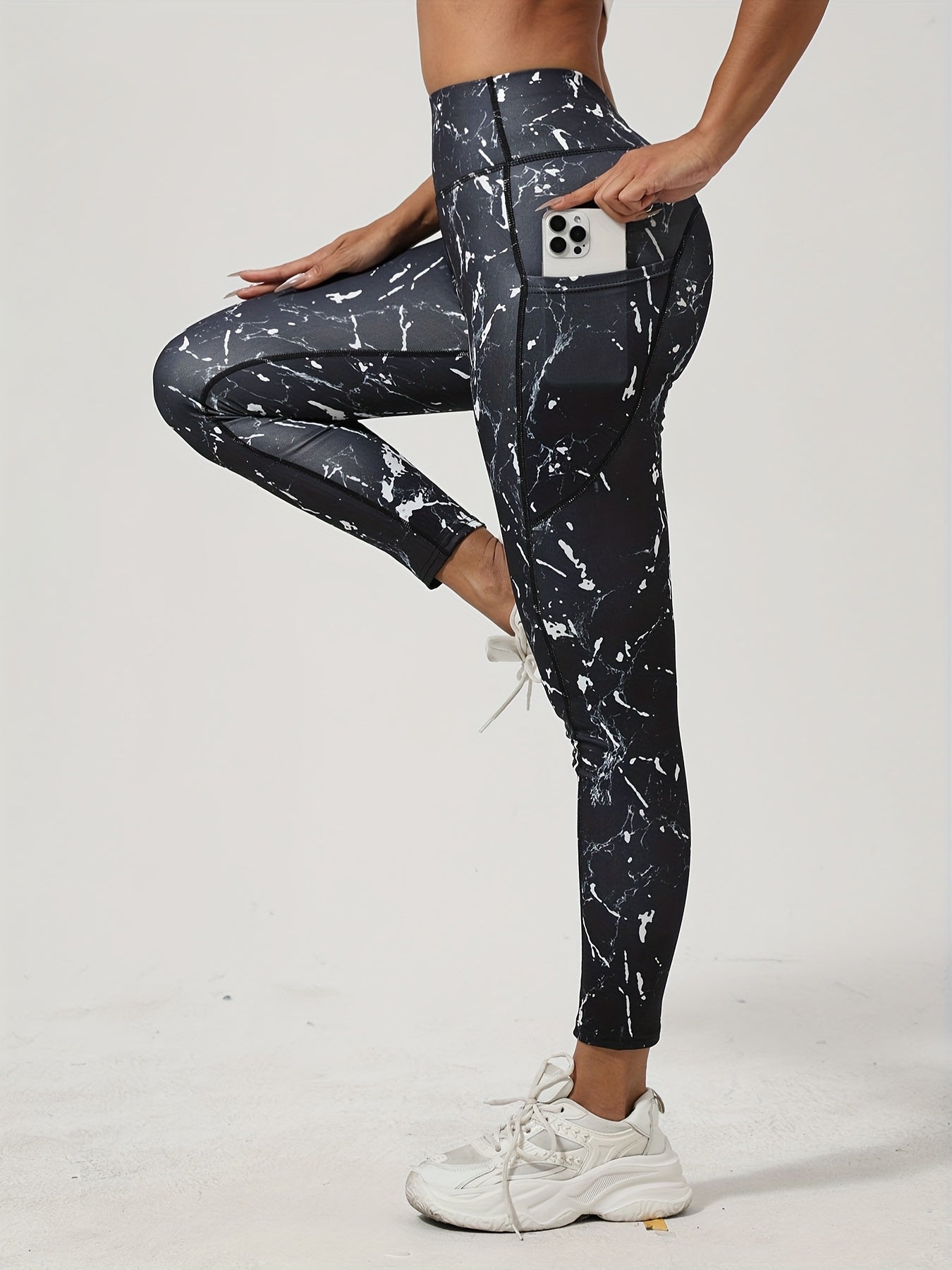 Three-Pack Tie-Dye Print Yoga Pants, Polyester Spandex Fabric Soft Comfortable High Waist Stretchy Fitted Leggings for Daily Wear Workout Casual Cycling Outdoor