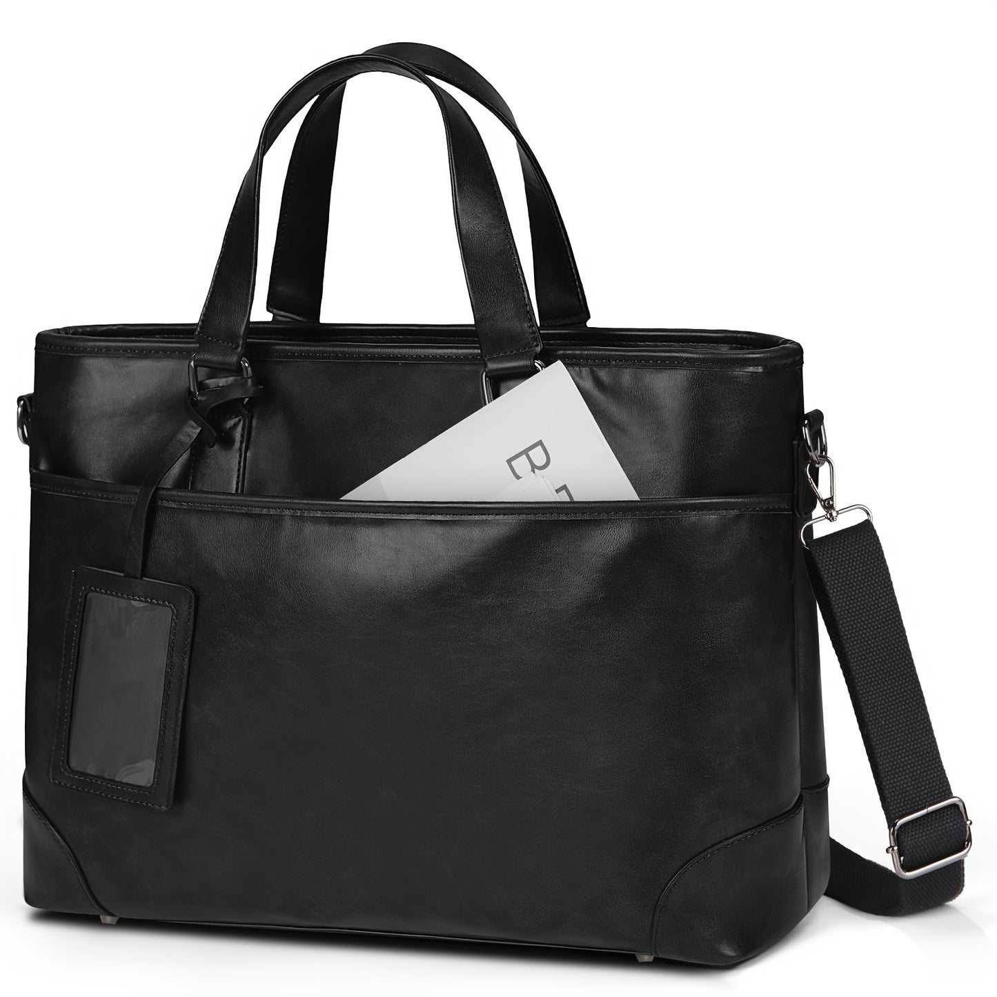 RAINSMORE Men's large-capacity 15.6-inch laptop briefcase Men's PU Leather briefcase shoulder bag commuting business bag
