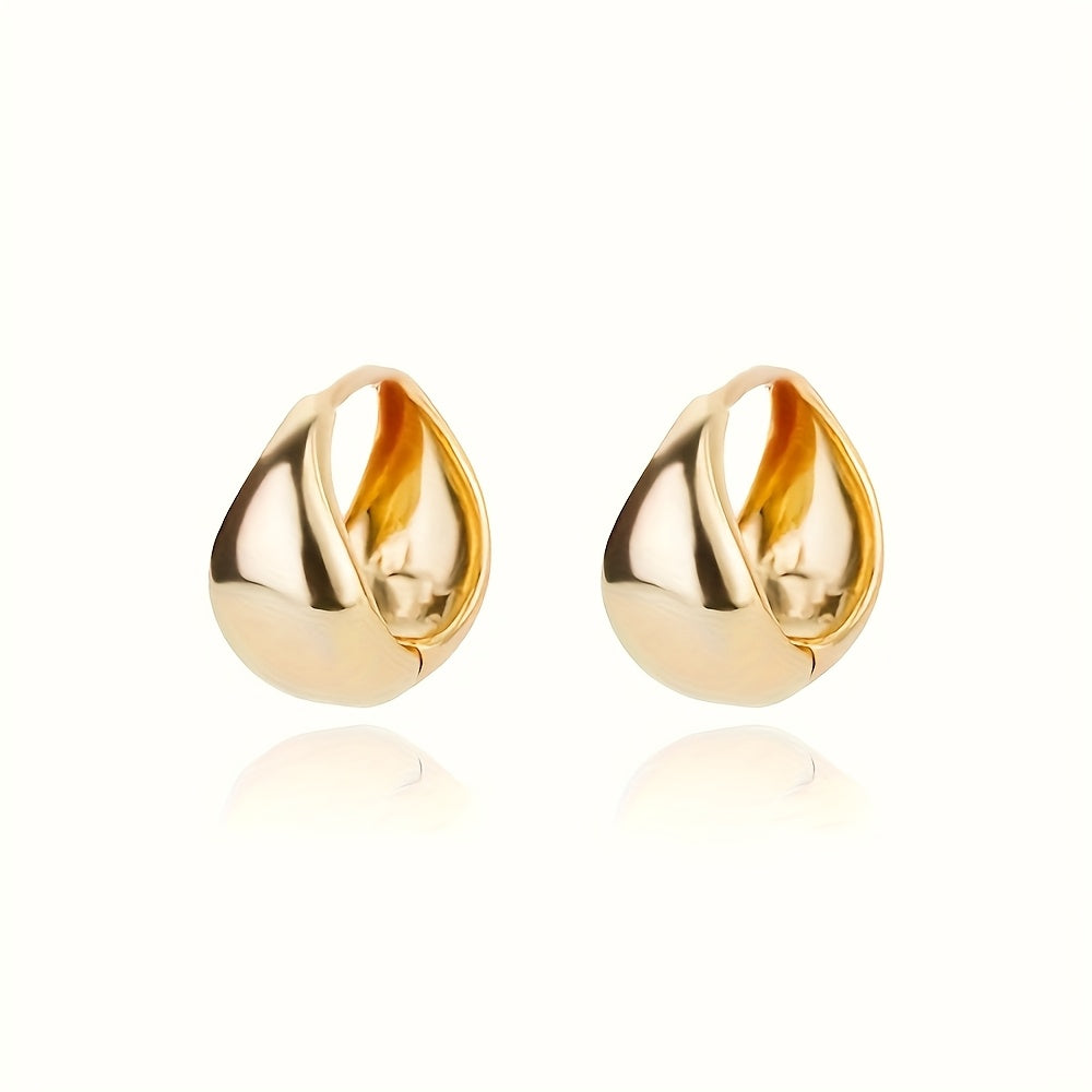 Hypoallergenic stainless steel French Golden hoop earrings, anti-fade, comfortable and versatile, simple and elegant, high-quality fashionable Women's earrings for daily wear or parties, jewelry accessories, are exquisite gif
