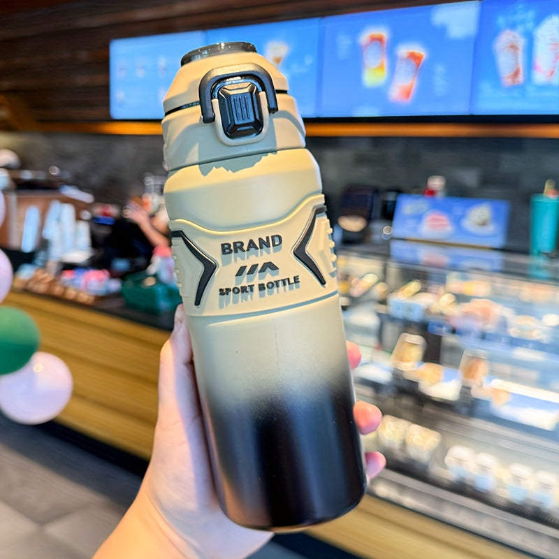 1 Large Capacity 316 Stainless Steel Insulated Sports Water Bottle, 670ml/22oz Portable Carry Handle Vacuum Insulated Bottle, Outdoor Travel Camping Hiking Gym Drinking Cup with Leakproof Anti-Slip Design and Flip Lid - Perfe