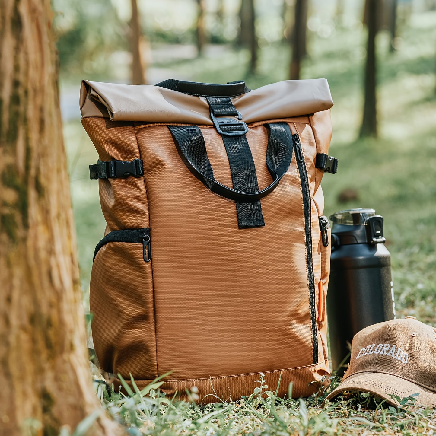 Business backpack Men's fashion laptop backpack student bag large-capacity travel bag Oxford cloth backpack commuting outdoor travel bag light pockets can accommodate 15.6-inch notebook, 7.9-inch iPad.