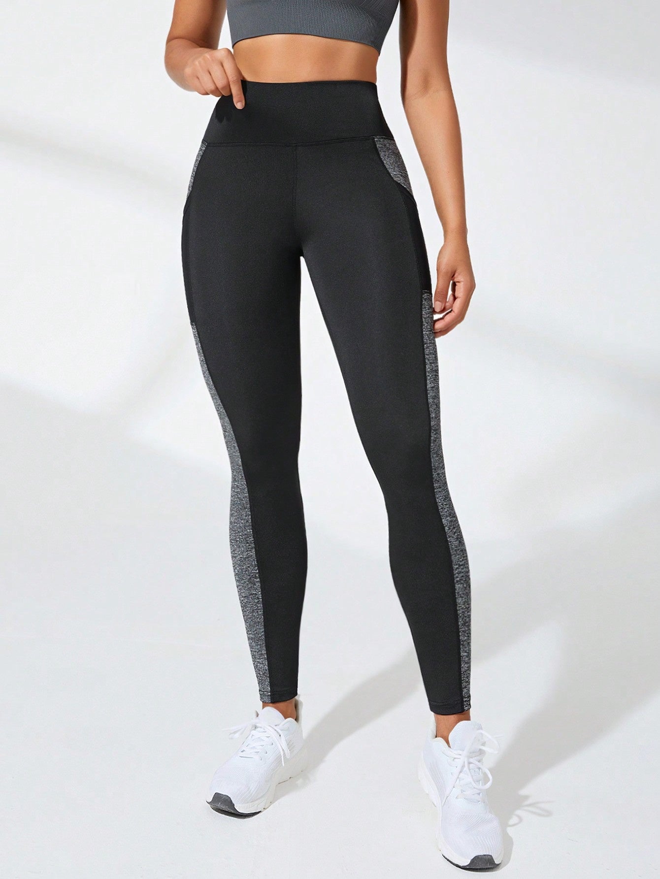 Women'S High-Waisted Pants - Stretchy Tummy-Control Leggings with Side Pockets, Non-Slip Elastic Waistband, All-Season Slim Fit Trousers for, Office, Everyday - Black/Gray/ - Deal, Wear, Sleek Design, Comfortable Material, En