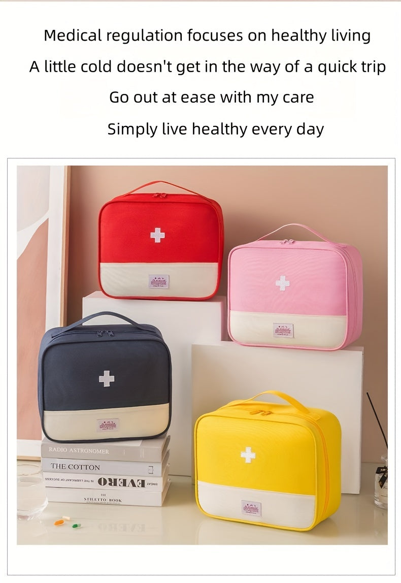 1pc Portable Medical Kit, Household Oxford Cloth First Aid Kit With Zipper, Outdoor Travel Medical Kit, Large Capacity Medicine Storage Bag