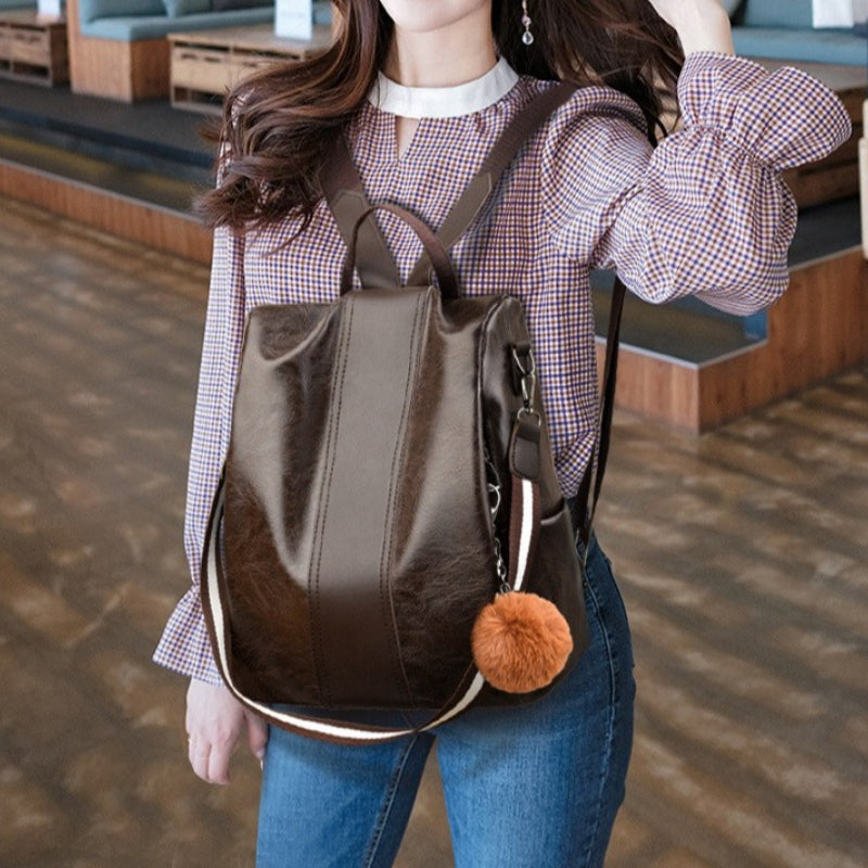 Women's Synthetic Leather Backpack Anti-Theft Large Capacity Bookbag with Adjustable Padded Shoulder Straps, Golden-Tone Hardware (Burgundy/Love-Themed) - Elegant Synthetic Leather Handbag for Travel,, College, Gift for Wife/