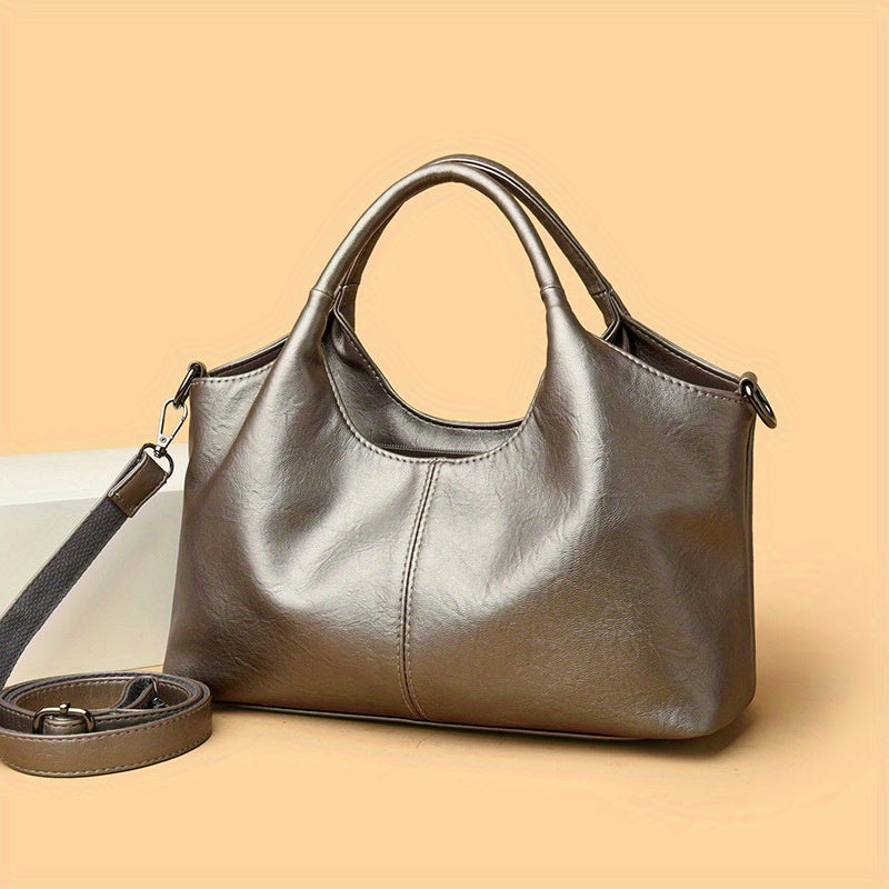 Women'S Stylish Black Leather Tote Bag - Large Capacity, Multi-Compartment Design with Zipper Closure, Perfect for Work, Travel, and Everyday Use, Travel Tote Bag | Versatile Shoulder Bag | Durable Zipper Closure, Large Tote