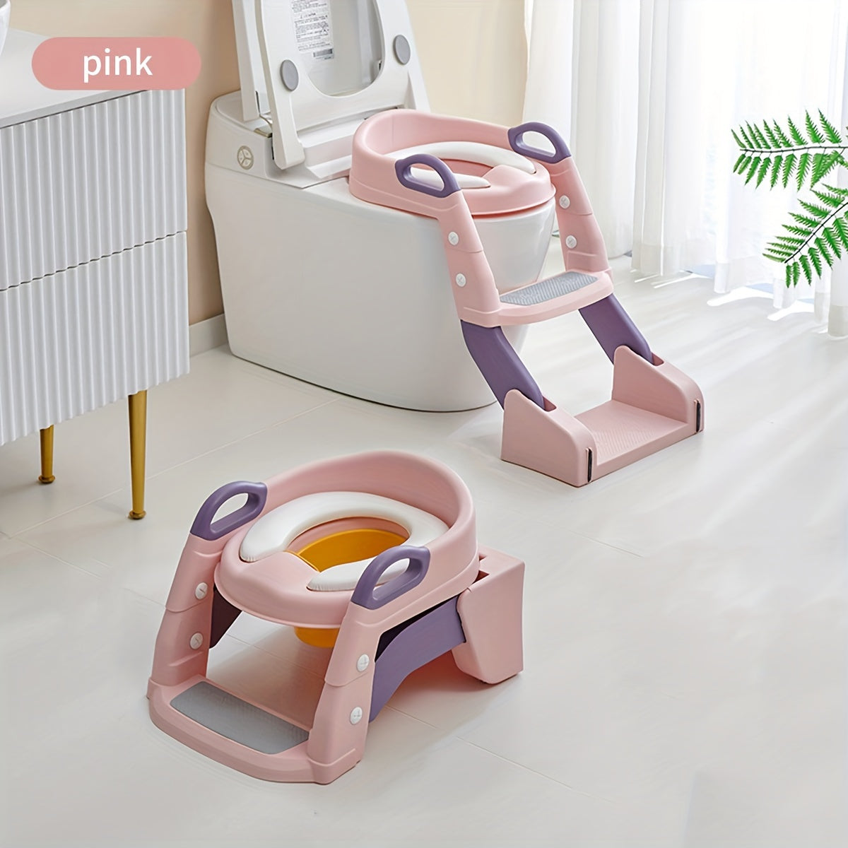Potty Training Seat, Adjustable Toilet Potty Chair With Sturdy Non-Slip Step Stool Ladder, Handles And Splash Guard