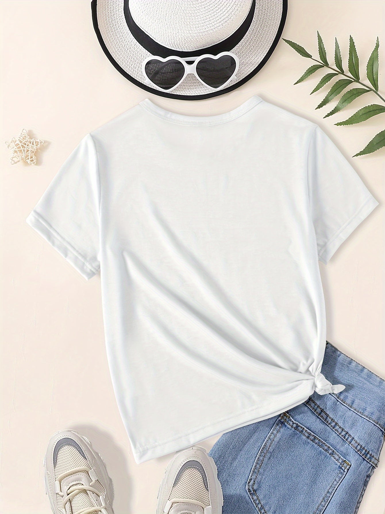 Girls Funny Kitty Print Short Sleeve T-shirt Summer Clothes Gift