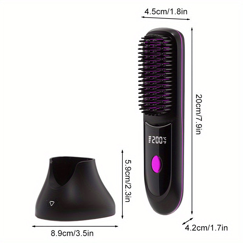 New USB-C Rechargeable Straightener, Fast & Seat Charging Modes, 20S Quick Heat, 3-Speed Temperature Control, Anti-Scald Design, 2600mAh/3200mAh Battery, 3D Tooth Comb, Ceramic Hair Protection Layer, LCD Display, Wireless Por
