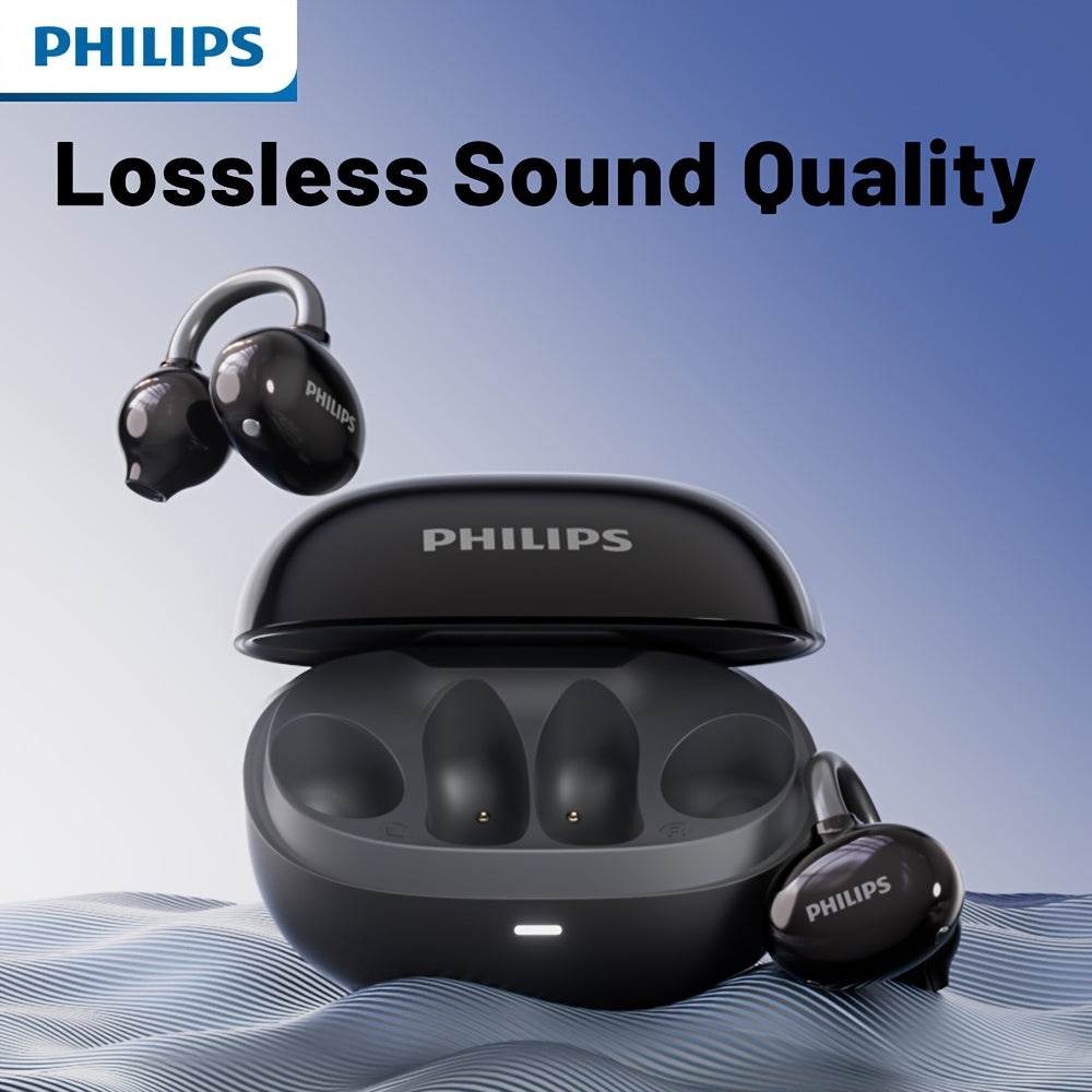 For Philips Wireless Earbuds with Touch Control, Open-Back Design, High-Definition Sound, and Noise Cancellation for Calls - Plastic Earphones with Condenser Mic, TWS Sports Headphones for Cellphones TAT3469, USB-C Charging,