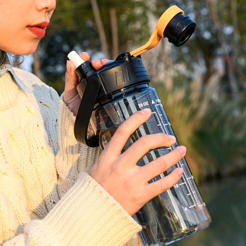 1pc, Large Clear Plastic Water Bottles - Motivational Sports Water Cups for Camping, Hiking, Fitness, and Home Kitchen - Perfect Birthday Gifts - 50.7oz/67.6oz/101.4oz