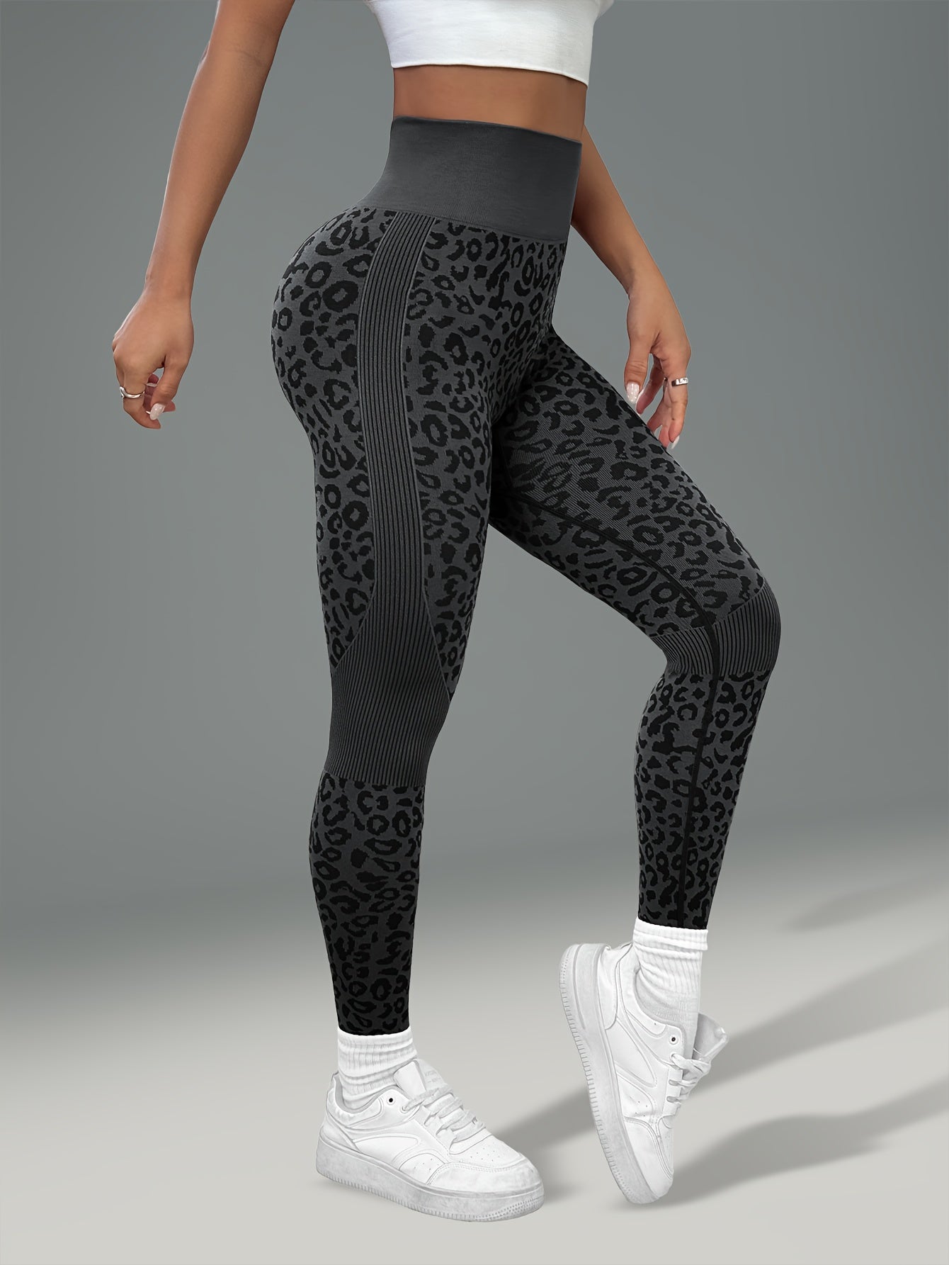 Women'S Leopard Print Yoga Pants - Non-Slip Workout Leggings with Elastic Waistband, Stretchy & Breathable Gym Pants for Yoga, Running, Casual Attire - All-Season Fitness Leggings in Pink & Leopard Print - Non-Slip Grip Activ