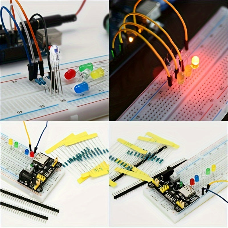 1 Set Electronics Component rotary switch Fun Kit W /Power Supply Module, Jumper Wire, 830 Tie-Points Breadboard, Precision Potentiometer, Resistor Compatible with Arduino, Raspberry Pi
