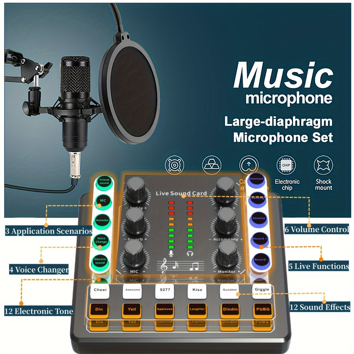 Kit de Podcast BM800 com Placa de Som V8 – Gravação e Streaming