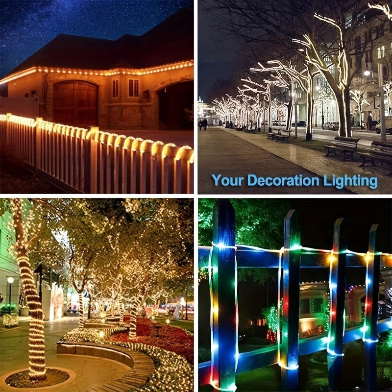 Solar LED Light Path Deck Outdoor Garden Solar String Lights Solar Rope Lights Outdoor Lighting strips Led Garland Lights For Wedding Party Christmas Halloween Decoration Garden Stair with Smart Light sensor 8 Light Modes