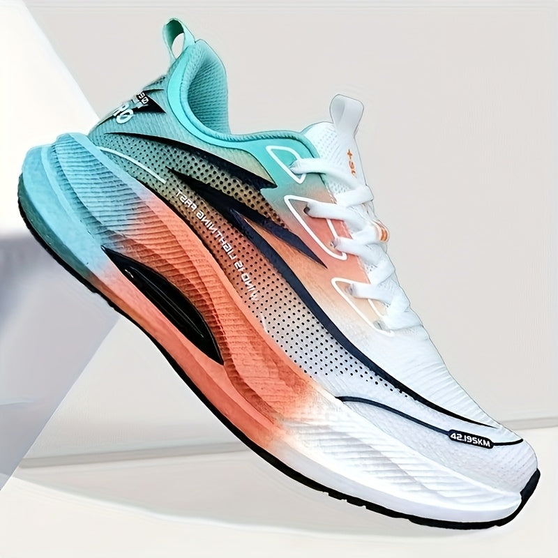 Unisex Running Shoes - Orange/Black Gradient Athletic Sneakers, Breathable Fabric Upper & Cushioned EVA Sole - Lightweight Gym, Jogging, Everyday Shoes for Men and Women - All-Season Performance Footwear, Casual Sportswear, M