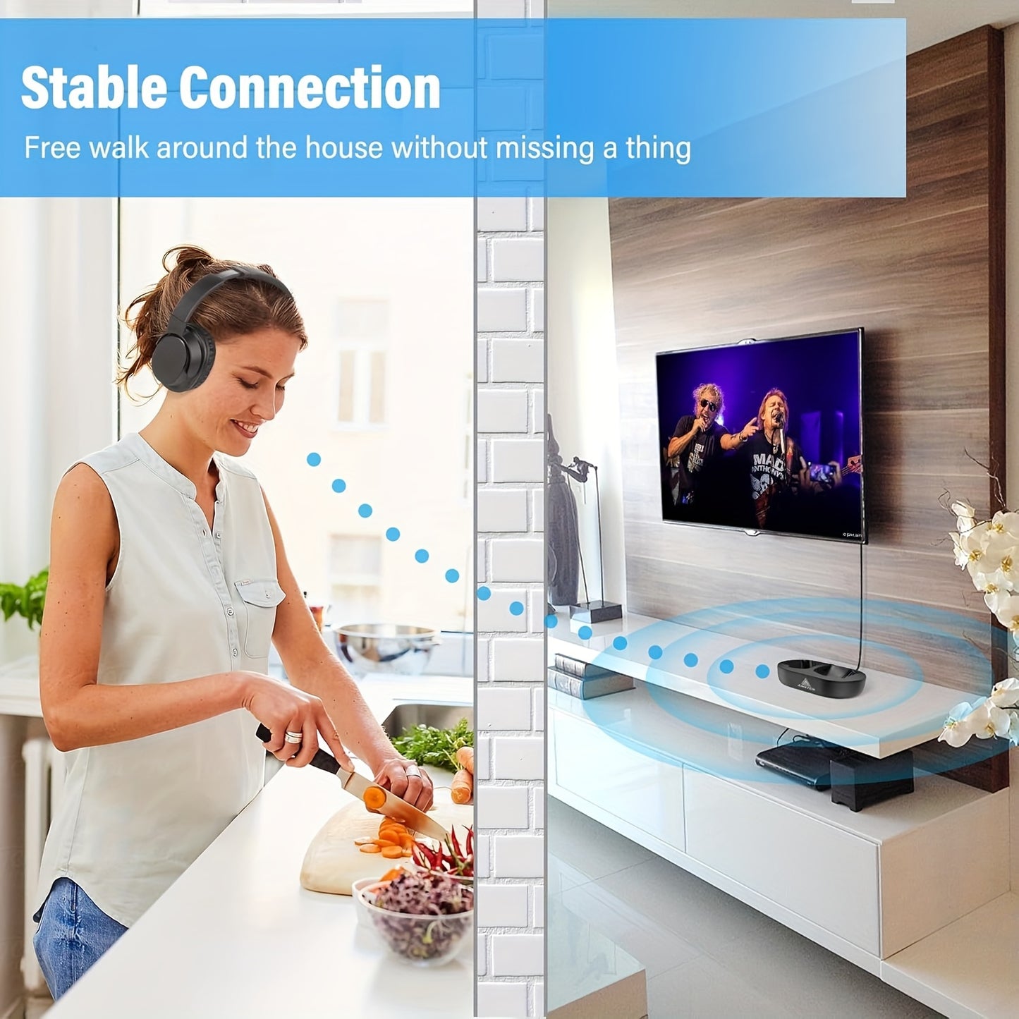 YUANJ 2025 Wireless Over-Ear TV Headphones Wireless, 28H Playtime, Plug & Play, -C, No Delay, Noise-Free Sound for PC/Laptop/Tablet/Smartphone, Headset with Voice for Movies/Video Calls (Compatible with Smart TVs), Noise Canc