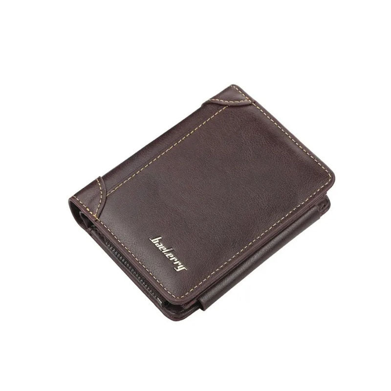 1pc Men's Short Multi-Card Slots Three-fold Zipper Coin Pocket Wallet Fashion Thin Card Bag Give Gifts To Men On Valentine's Day