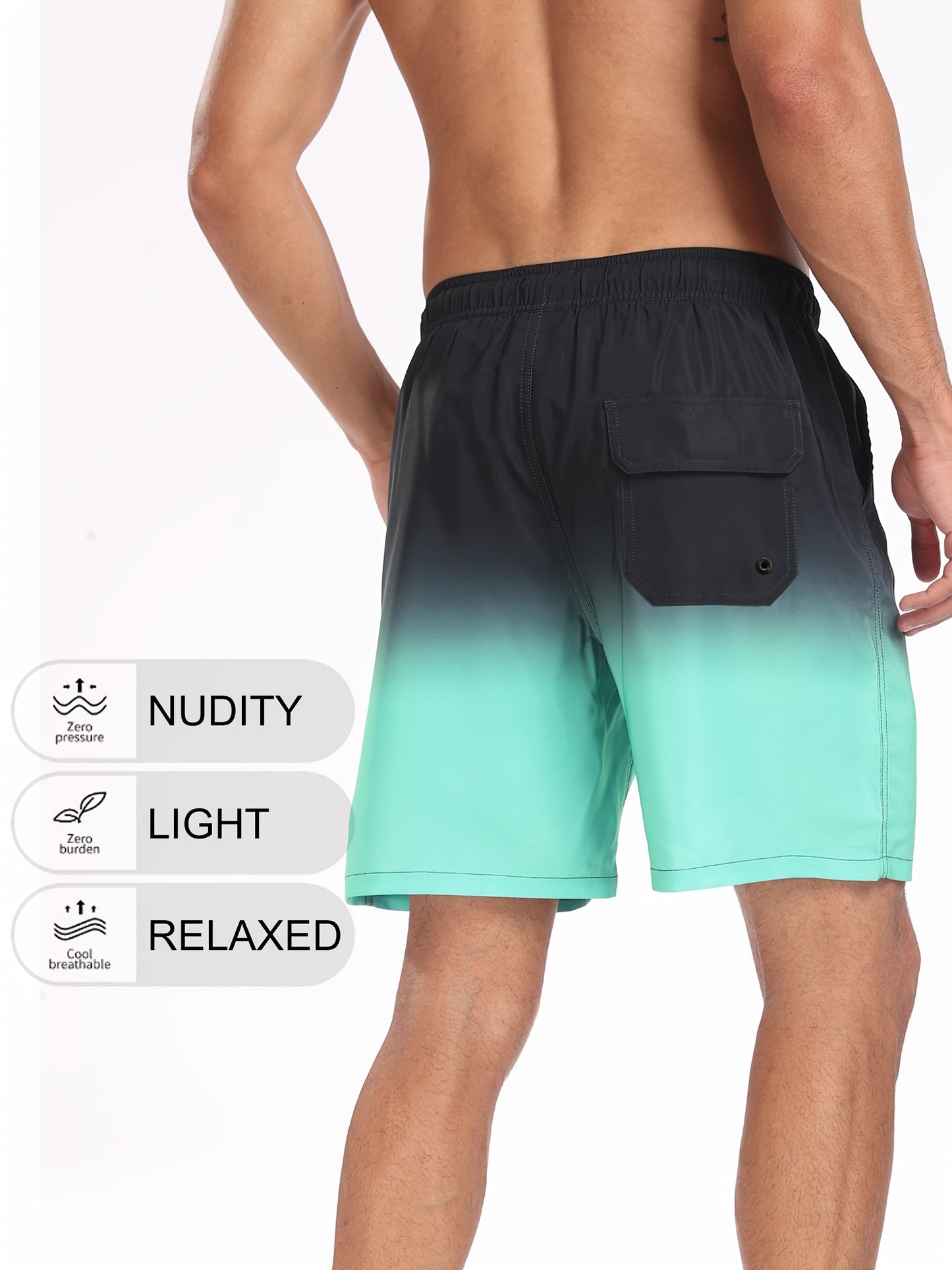 Men's Quick-Dry Beach Shorts with Tropical Palm Tree & Palm Leaf Print - Breathable Stretch Fabric for Summer, Outdoor, Hiking, Swimming - Machine Washable Casual Athletic Shorts, Outdoor Activewear, Summer Shorts