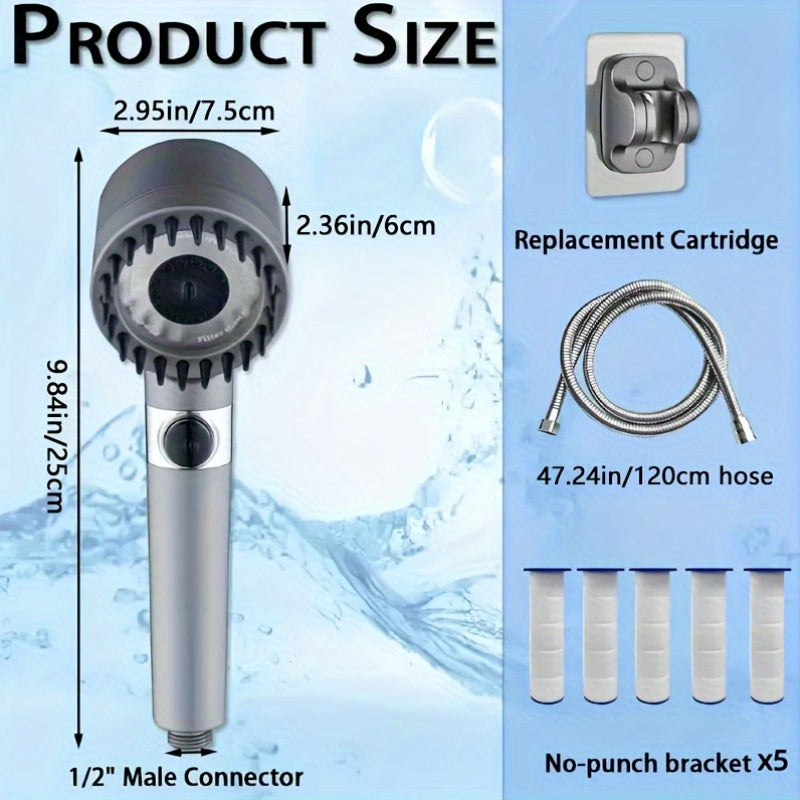 1pc Ion Drops Shower Head, 2025 New Iondrops Filtered Shower Head with Handheld Filtered Shower with Hose Adjustable Settings