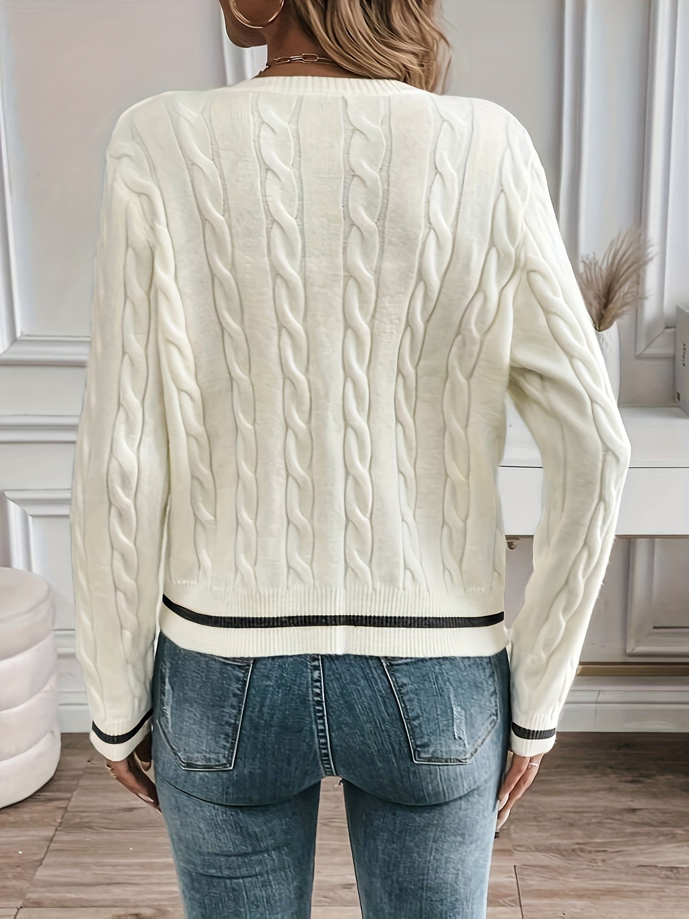 Women's Elegant Solid Color Long Sleeve Cardigan - Open Front Button Placket, Machine Washable Non-Stretch Sweater for Spring Summer Fall, Casual to Semi-Formal Wear, Ladies Sweaters, Seasonal Layering Piece, Buttoned Knitwea