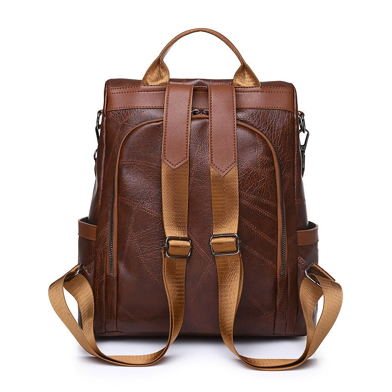Women's Backpack Burgundy/Black - Adjustable Shoulder Straps & Golden-Tone Hardware, Heavy-Duty Zipper Closure, Golden-Tipped Back Panel (No Hardware Visible),, Travel Handbag (Coffee Brown, Burgundy, Black) - PU