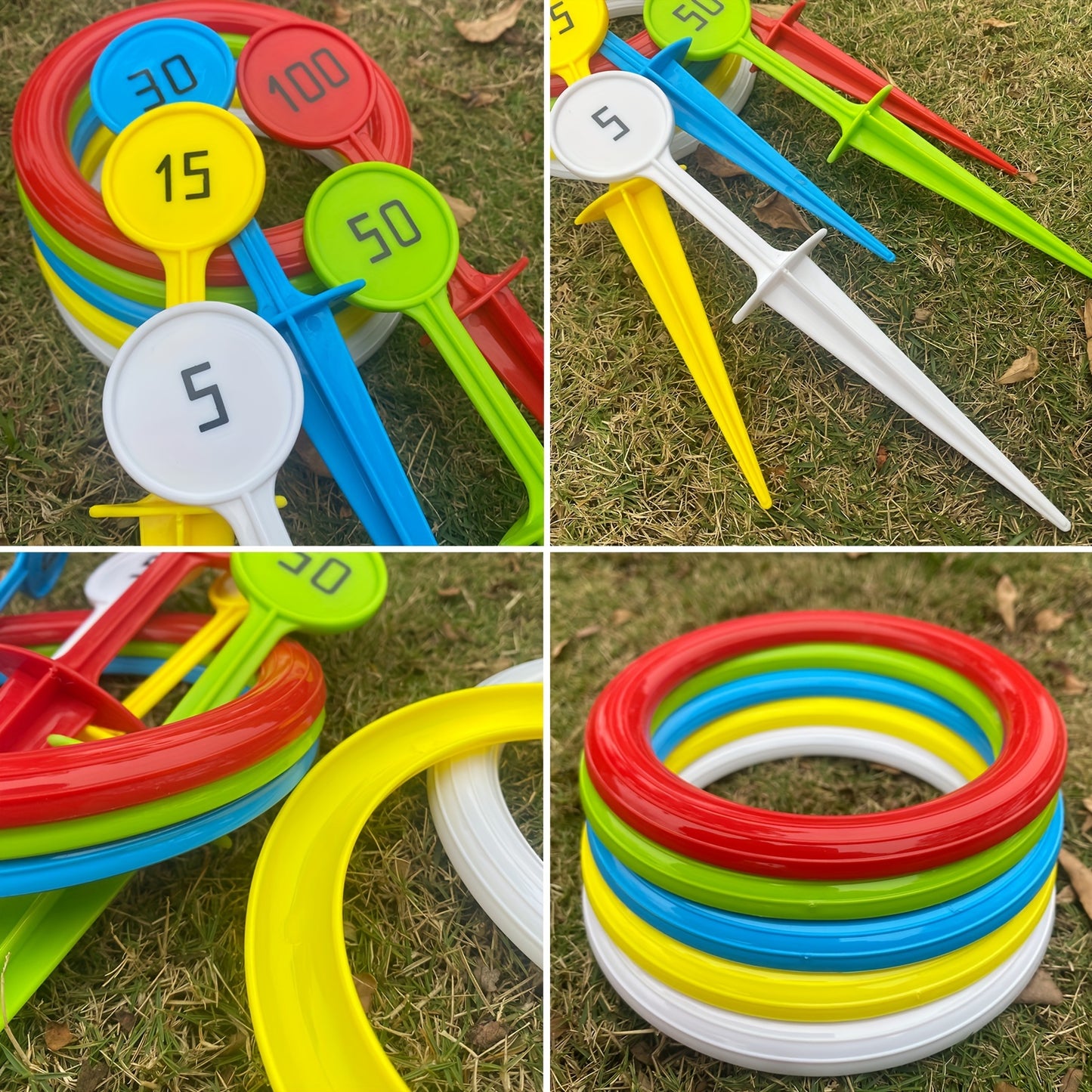 Colorful Rainbow Ring Toss Game Set for Youngsters & Adults - Durable PP Outdoor Fun for Beach, Garden, Lawn & Backyard - Ideal Christmas, Halloween, Thanksgiving Gift