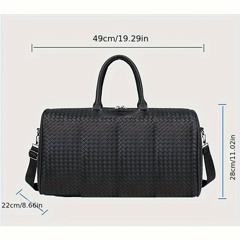 Large Capacity Gym Bag, Travel Duffel, Suitcase - Convertible Carry-On/Luggage with Zippered Front Pocket, Sturdy Handles - Compatible with TSA Locks - Business & Fitness Use - Elegant Black Synthetic -like Exterior - Easy-Cl