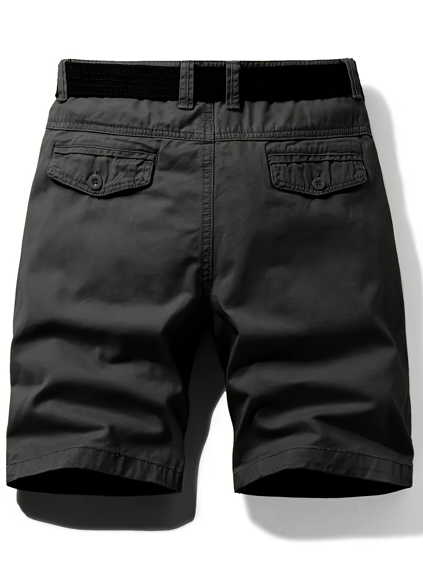 Two-Piece Set, Men's Solid Color Outdoor Casual Comfortable Breathable Multi-Pocket Cargo Shorts