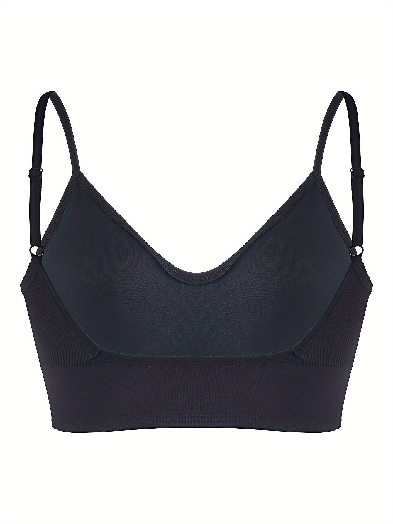 Solid Ribbed Sports Bra, Comfy & Breathable Workout Fitness Intimates Bra, Women's Lingerie & Underwear