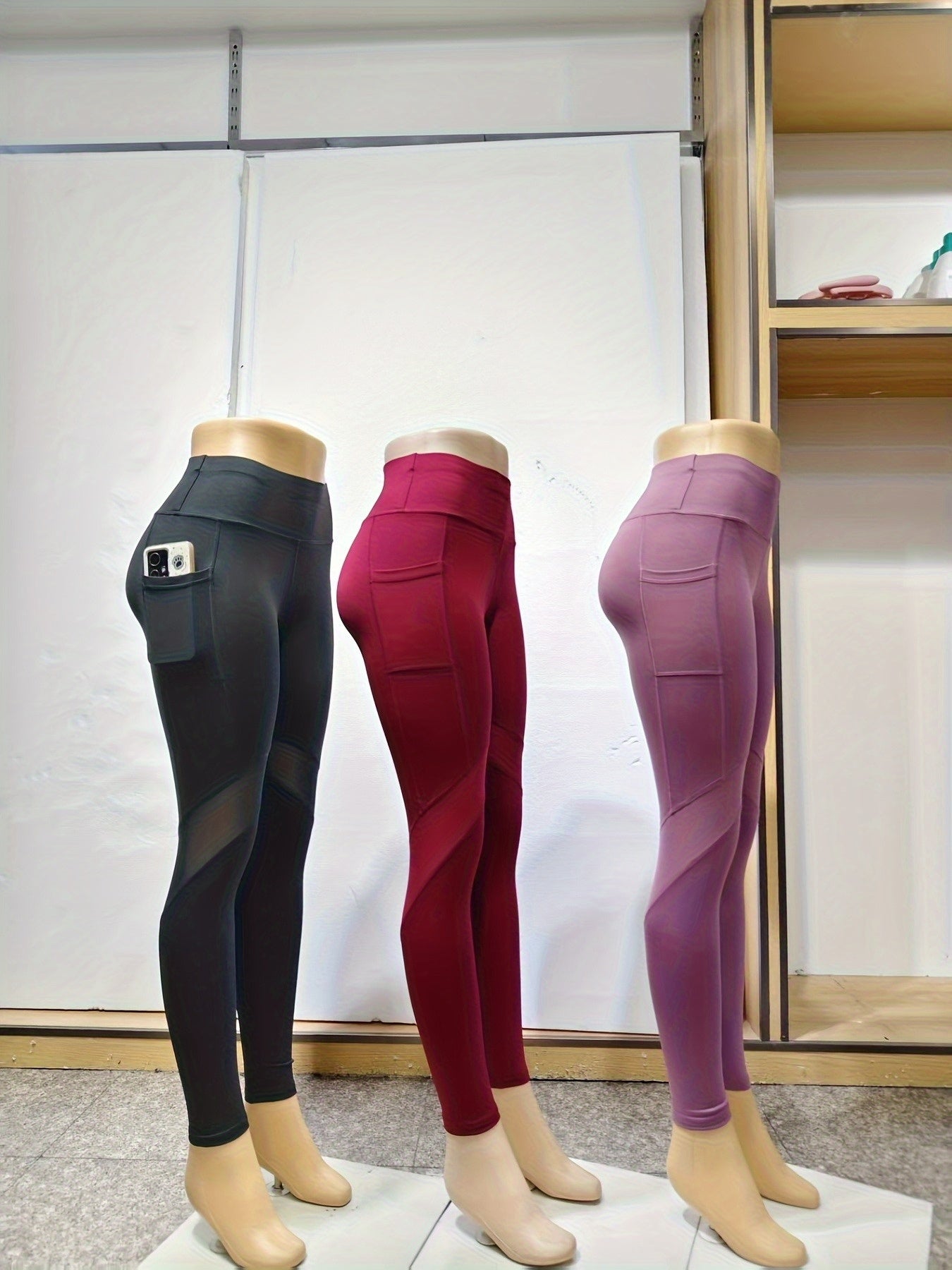 3-Pack Women'S High Waist Capri Yoga Pants, Moisture-Wicking Sports Leggings with Pockets, Breathable Polyester Knit Athletic Tights for Outdoor Fitness, Solid Color, 3/4 Length