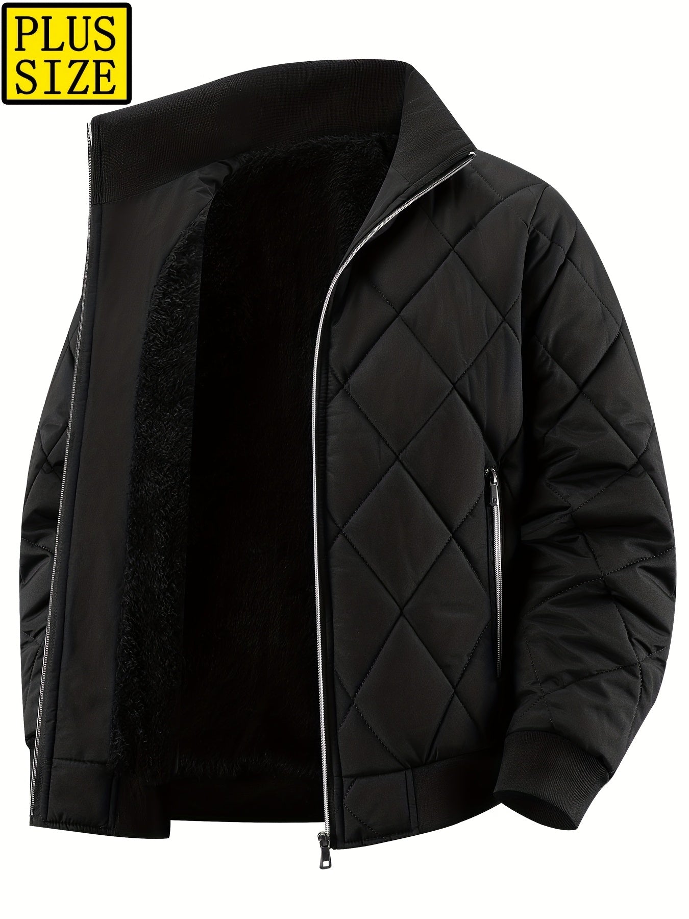 Men's Oversized Winter Coat 2XL-9XL (Big & Tall) - Thick Full-Zip Jacket with Stand Collar, -Filled Large Pockets - Heavy-Duty Cold Weather Outerwear for Plus Size Men, Hand Wash/Dry Clean (Casual Winter Jacket), PLUS SIZE